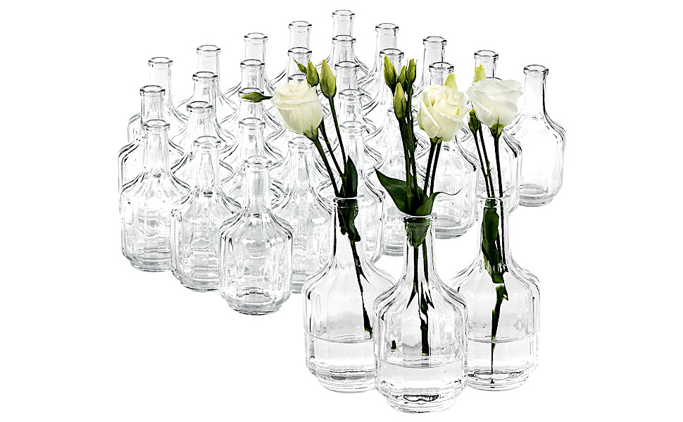 12 Stück Kleine Glasvasen – Runde Mini-Dekofläschchen Für Blumen, Tischdekoration & Geschenke