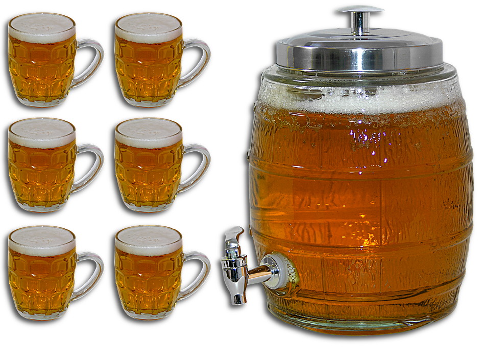 [ 5l Bierfass + 6 Biergläser ] Biertower Biersäule Bier Getränkespender Zapfhahn eBay