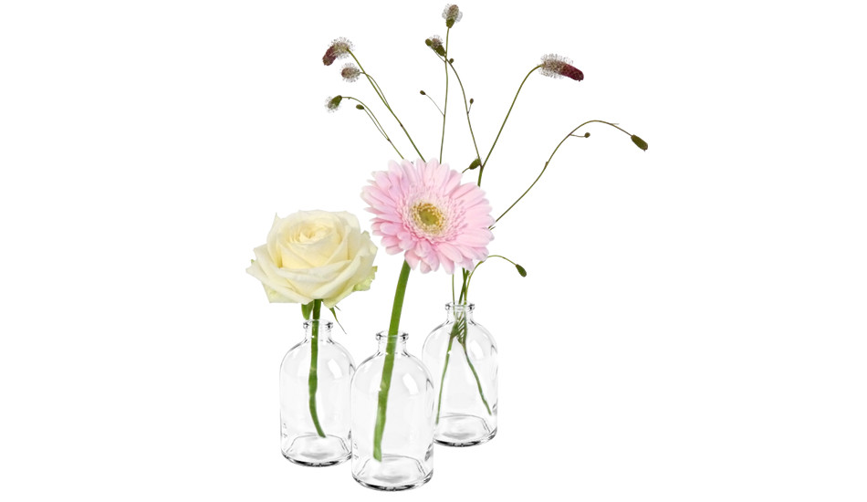 30x Mini Vase Väschen Glas Flasche Deko Dekoration Hochzeit Blumenvase klein